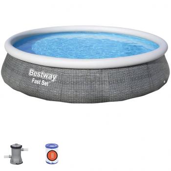 Bestway Fast Set Aufblasbares Pool-Set mit Pumpe 396x84 cm 