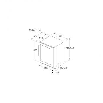 Bosch KUW21AHG0 Weinkühlschrank mit Glastür, 120 L, 60cm breit, zwei Temperaturzonen, LED-Beleuchtung, schwarz