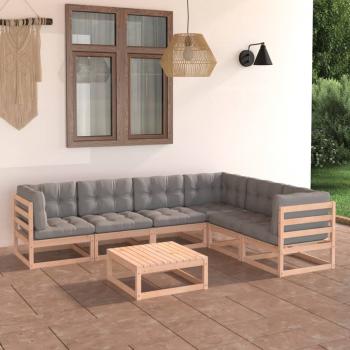 ARDEBO.de - 7-tlg. Garten-Lounge-Set mit Kissen Massivholz Kiefer