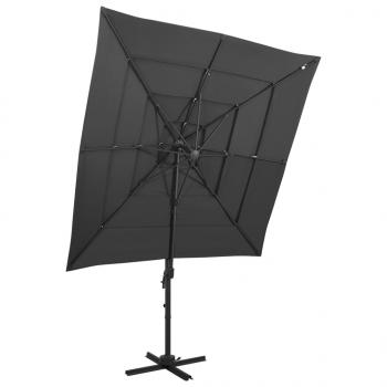 ARDEBO.de - Sonnenschirm mit Aluminium-Mast 4-lagig Anthrazit 250x250 cm