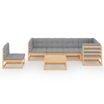 7-tlg. Garten-Lounge-Set mit Kissen Kiefer Massivholz