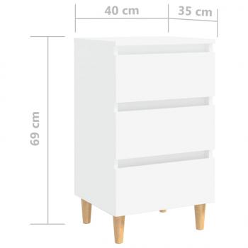 Nachttisch mit Massivholz-Beinen Weiß 40x35x69 cm