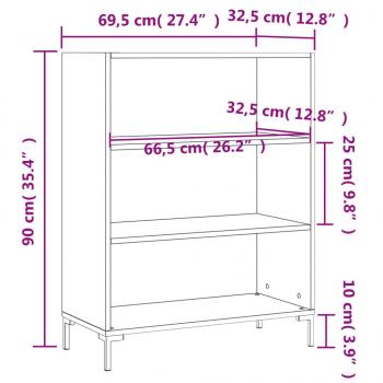 Bücherregal Weiß 69,5x32,5x90 cm Holzwerkstoff