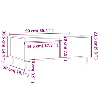 Couchtisch Weiß 90x50x36,5 cm Holzwerkstoff