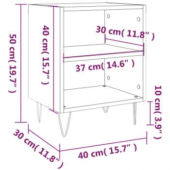 Nachttische 2 Stk. Grau Sonoma 40x30x50 cm Holzwerkstoff