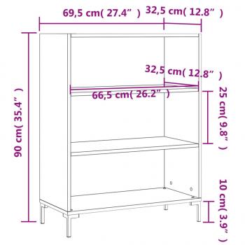 Bücherregal Grau Sonoma 69,5x32,5x90 cm Holzwerkstoff