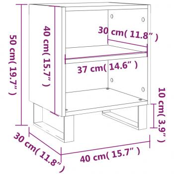 Nachttische 2 Stk. Grau Sonoma 40x30x50 cm Holzwerkstoff