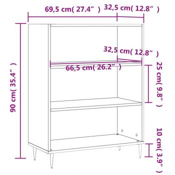 Bücherregal Schwarz 69,5x32,5x90 cm Holzwerkstoff