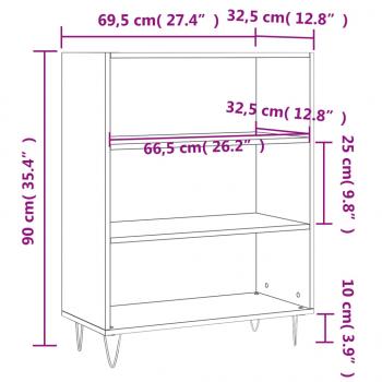 Bücherregal Braun Eichen-Optik 69,5x32,5x90 cm Holzwerkstoff