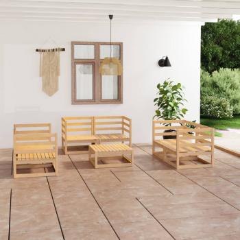 ARDEBO.de - 7-tlg. Garten-Lounge-Set mit Kissen Kiefer Massivholz