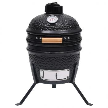 2-in-1 Kamado-Grill Smoker Keramik 56 cm Schwarz