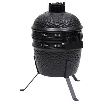 2-in-1 Kamado-Grill Smoker Keramik 56 cm Schwarz