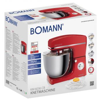 Bomann KM 6036 CB Knetmaschine, 1500 W, 10L, 8 Stufen, Softanlauf, rot (660362)