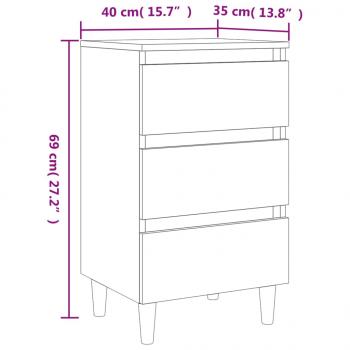 Nachttische Massivholz-Beine 2 Stk. Sonoma-Eiche 40x35x69cm