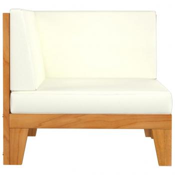 2-Sitzer-Sofa mit Cremeweißen Kissen Akazie Massivholz