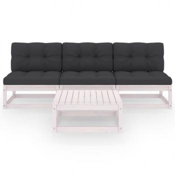 4-tlg. Garten-Lounge-Set mit Kissen Kiefer Massivholz