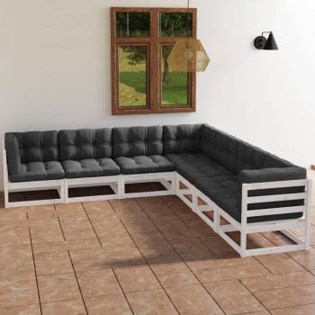 ARDEBO.de - 7-tlg. Garten-Lounge-Set mit Kissen Kiefer Massivholz