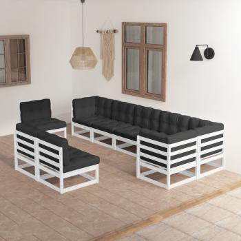 ARDEBO.de - 9-tlg. Garten-Lounge-Set mit Kissen Massivholz Kiefer