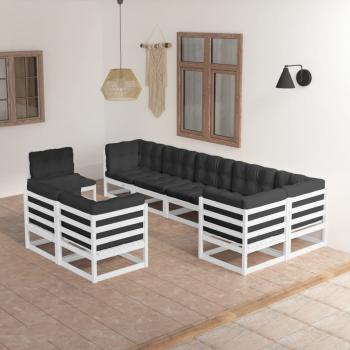 ARDEBO.de - 9-tlg. Garten-Lounge-Set mit Kissen Massivholz Kiefer