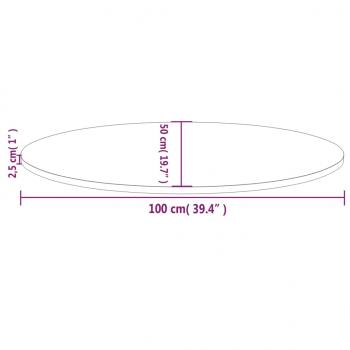 Tischplatte 100x50x2,5 cm Massivholz Kiefer Oval