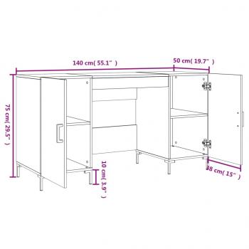 Schreibtisch Weiß 140x50x75 cm Holzwerkstoff