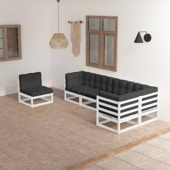 ARDEBO.de - 6-tlg. Garten-Lounge-Set mit Kissen Kiefer Massivholz