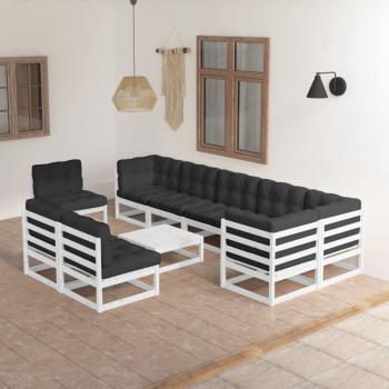 ARDEBO.de - 10-tlg. Garten-Lounge-Set mit Kissen Massivholz Kiefer