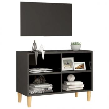 TV-Schrank mit Massivholz-Beinen Hochglanz-Grau 69,5x30x50 cm