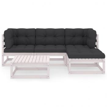 5-tlg. Garten-Lounge-Set mit Kissen Kiefer Massivholz