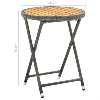 Beistelltisch Grau 60 cm Poly Rattan und Akazie Massivholz