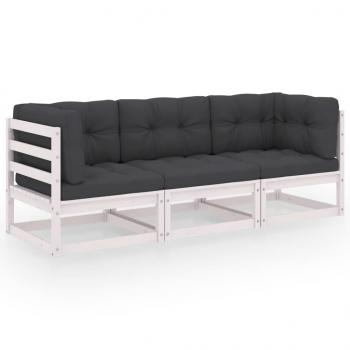 ARDEBO.de - 3-Sitzer-Gartensofa mit Kissen Kiefer Massivholz