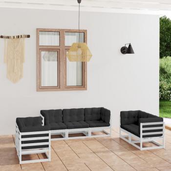 ARDEBO.de - 7-tlg. Garten-Lounge-Set mit Kissen Kiefer Massivholz