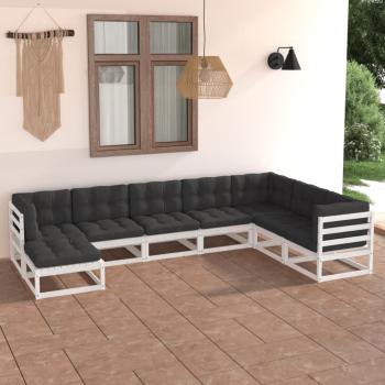 ARDEBO.de - 8-tlg. Garten-Lounge-Set mit Kissen Massivholz Kiefer