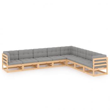 ARDEBO.de - 8-tlg. Garten-Lounge-Set mit Kissen Massivholz Kiefer