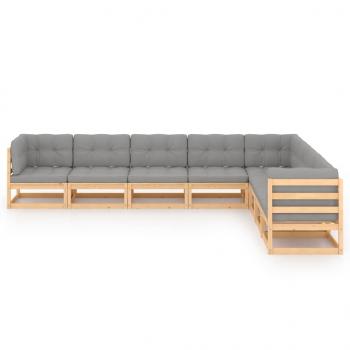 8-tlg. Garten-Lounge-Set mit Kissen Massivholz Kiefer