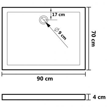 Duschtasse ABS Rechteckig Schwarz 70x90 cm