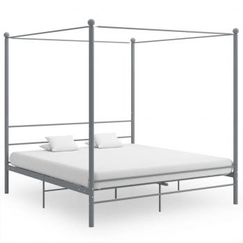 ARDEBO.de - Himmelbett Grau Metall 200x200 cm 