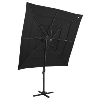 ARDEBO.de - Sonnenschirm mit Aluminium-Mast 4-lagig Schwarz 250x250 cm