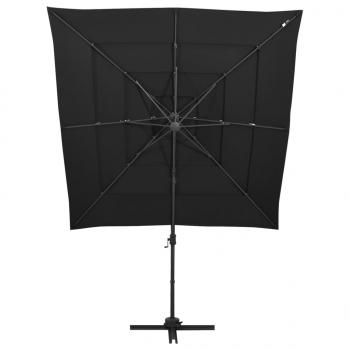 Sonnenschirm mit Aluminium-Mast 4-lagig Schwarz 250x250 cm