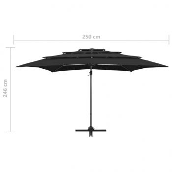 Sonnenschirm mit Aluminium-Mast 4-lagig Schwarz 250x250 cm