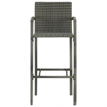 3-tlg. Garten-Bar-Set mit Armlehnen Poly Rattan Grau