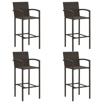 5-tlg. Garten-Bar-Set mit Armlehnen Poly Rattan Braun