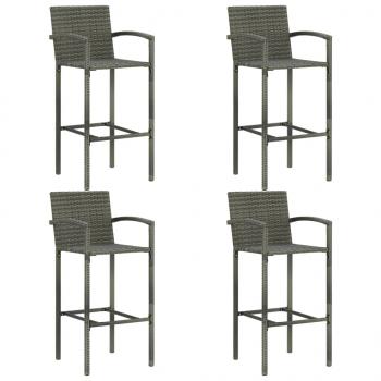 5-tlg. Garten-Bar-Set mit Armlehnen Poly Rattan Grau