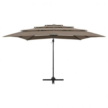 Sonnenschirm mit Aluminium-Mast 4-lagig Taupe 250x250 cm