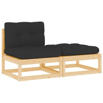 ARDEBO.de - 2-tlg. Garten-Lounge-Set mit Kissen Kiefer Massivholz