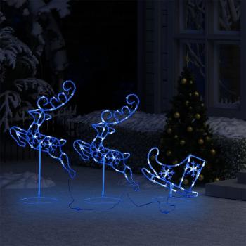 Weihnachtsdeko LED Rentiere & Schlitten Acryl 260x21x87 cm Blau