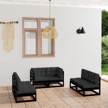 ARDEBO.de - 6-tlg. Garten-Lounge-Set mit Kissen Massivholz Kiefer