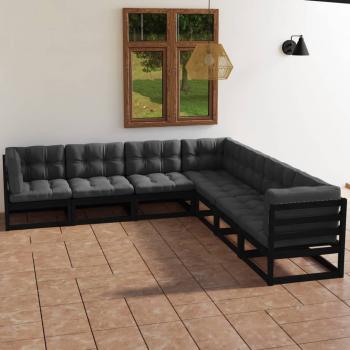 ARDEBO.de - 7-tlg. Garten-Lounge-Set mit Kissen Massivholz Kiefer