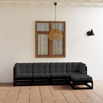 ARDEBO.de - 5-tlg. Garten-Lounge-Set mit Kissen Massivholz Kiefer