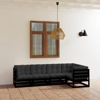 ARDEBO.de - 5-tlg. Garten-Lounge-Set mit Kissen Massivholz Kiefer